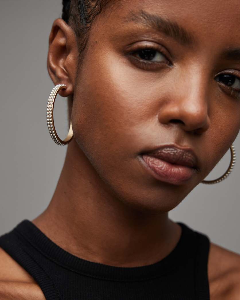 Brea Gold Tone Beaded Hoop Earrings