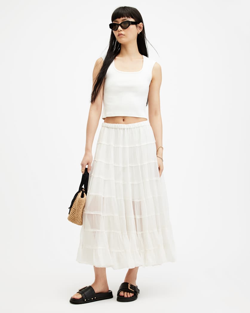 Eva Elasticated Waist Tiered Maxi Skirt