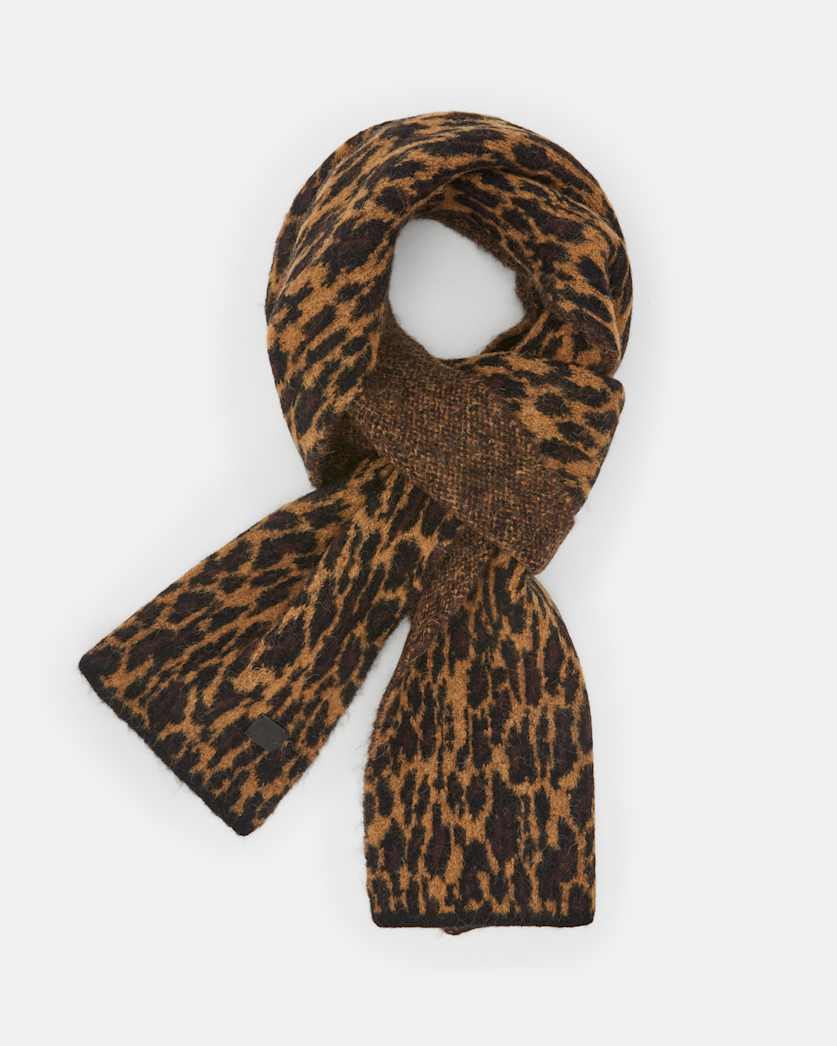 Anita Leopard Print Jacquard Scarf