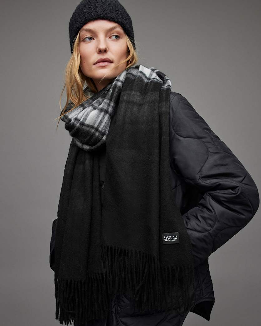 Dip Dye Check Wool Scarf