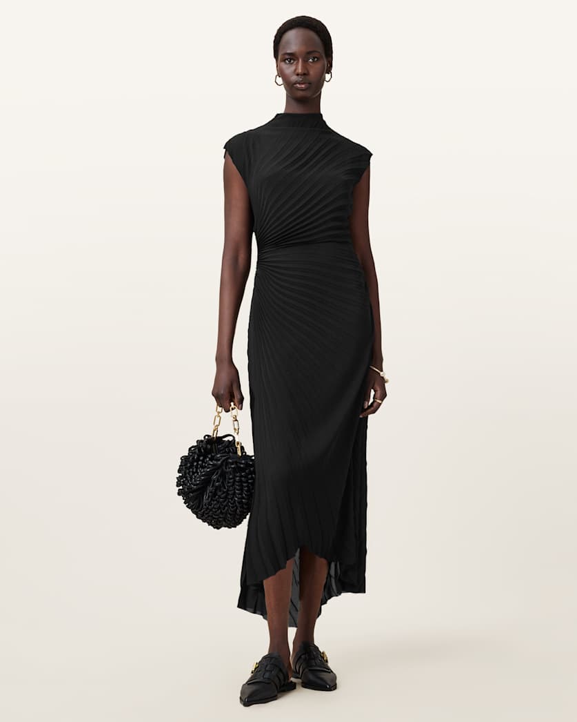 Rayanna Pleated Satin Midi Dress