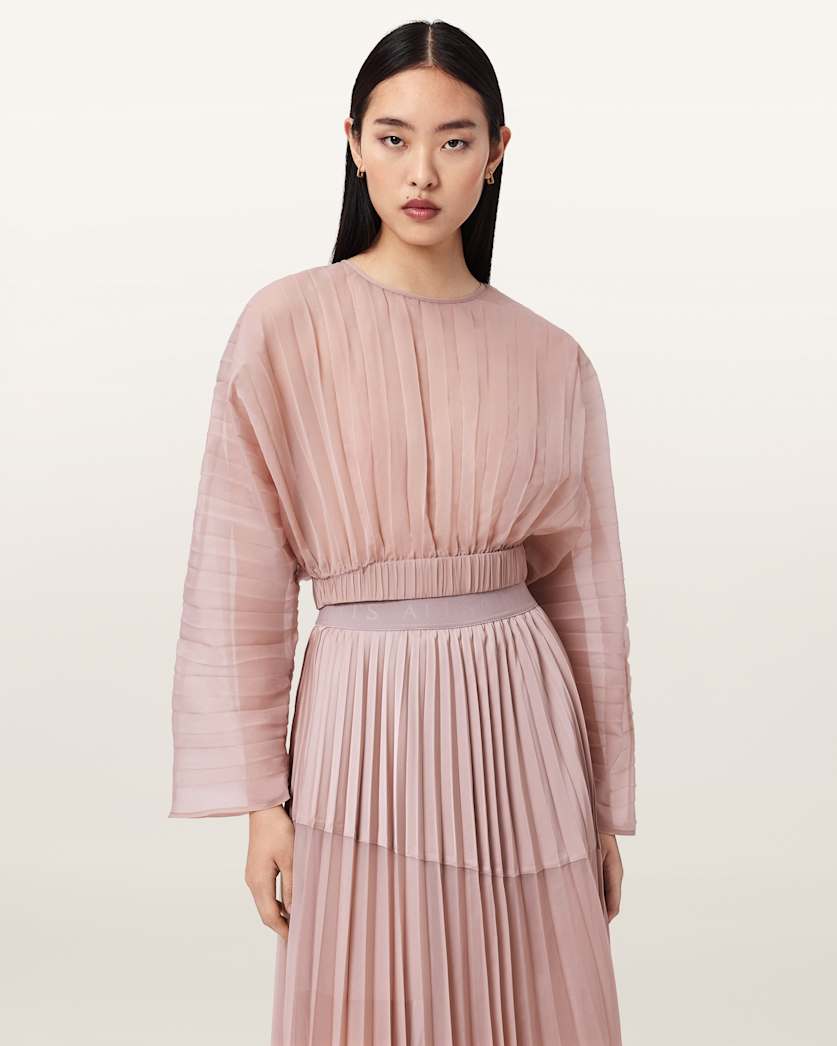 Micaela Pleated Sheer Top