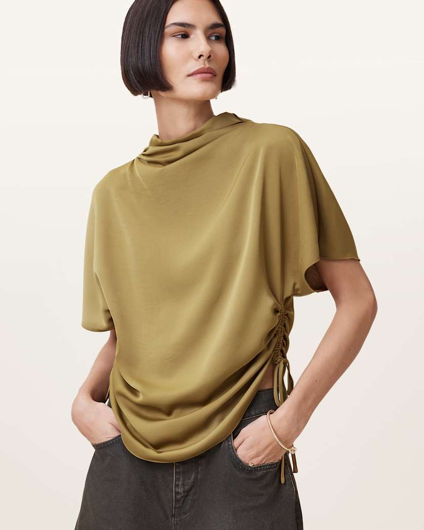 Leslie Satin Short Sleeve Top