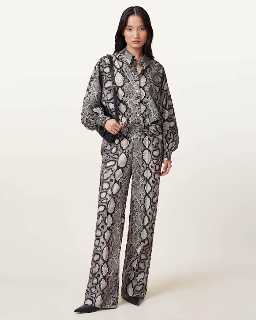 Charli Wide Leg Snake Print Trousers