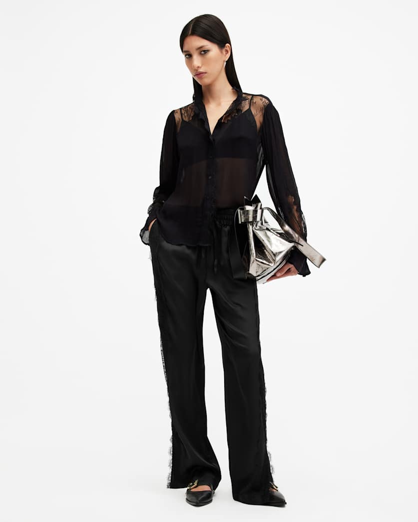 Tyler Wide Leg Lace Trim Trousers