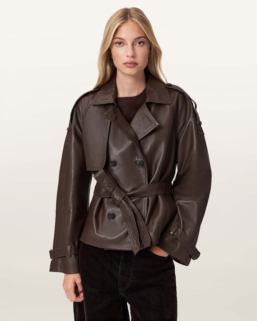 Reed Cropped Leather Trench