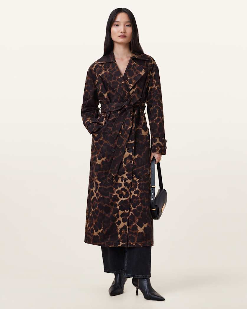 Abel Leopard Print Trench Coat