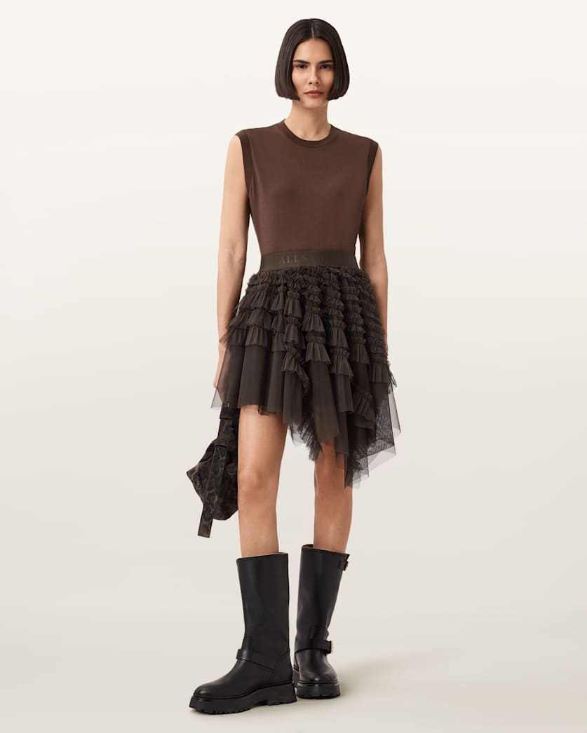 Jayde Ruffled Tulle Mini Skirt