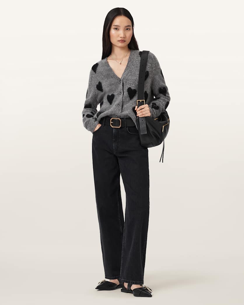 Amora Love Heart Jacquard Brushed Cardigan