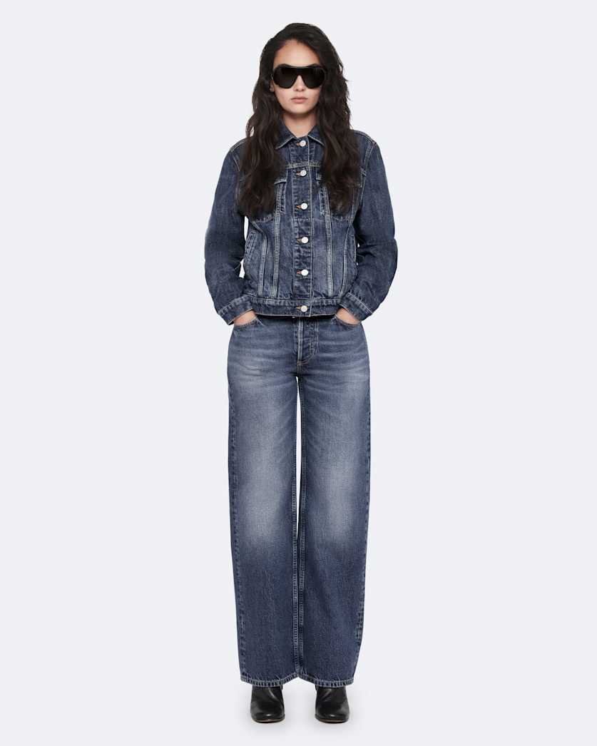Straight leg mid-rise denim jeans