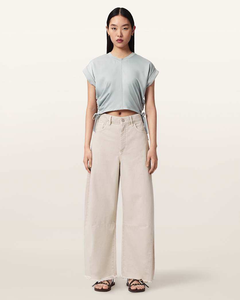 Mira Cropped Satin Drawcord T-Shirt