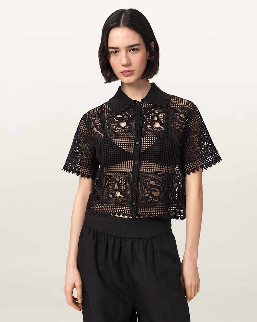 Kyra Crochet Cropped Polo