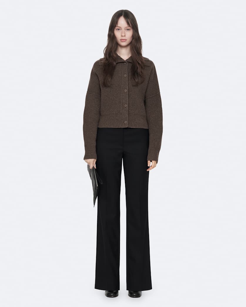 Caron Cropped Merino Wool Cardigan