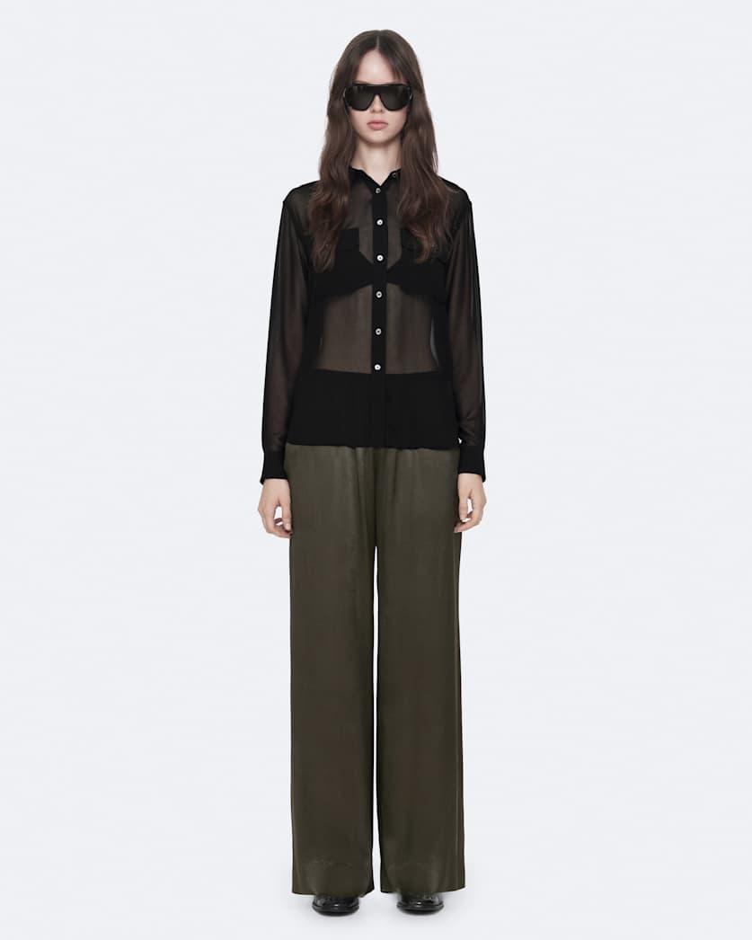 Lycia Elasticated Crepe Wide-Leg Trousers