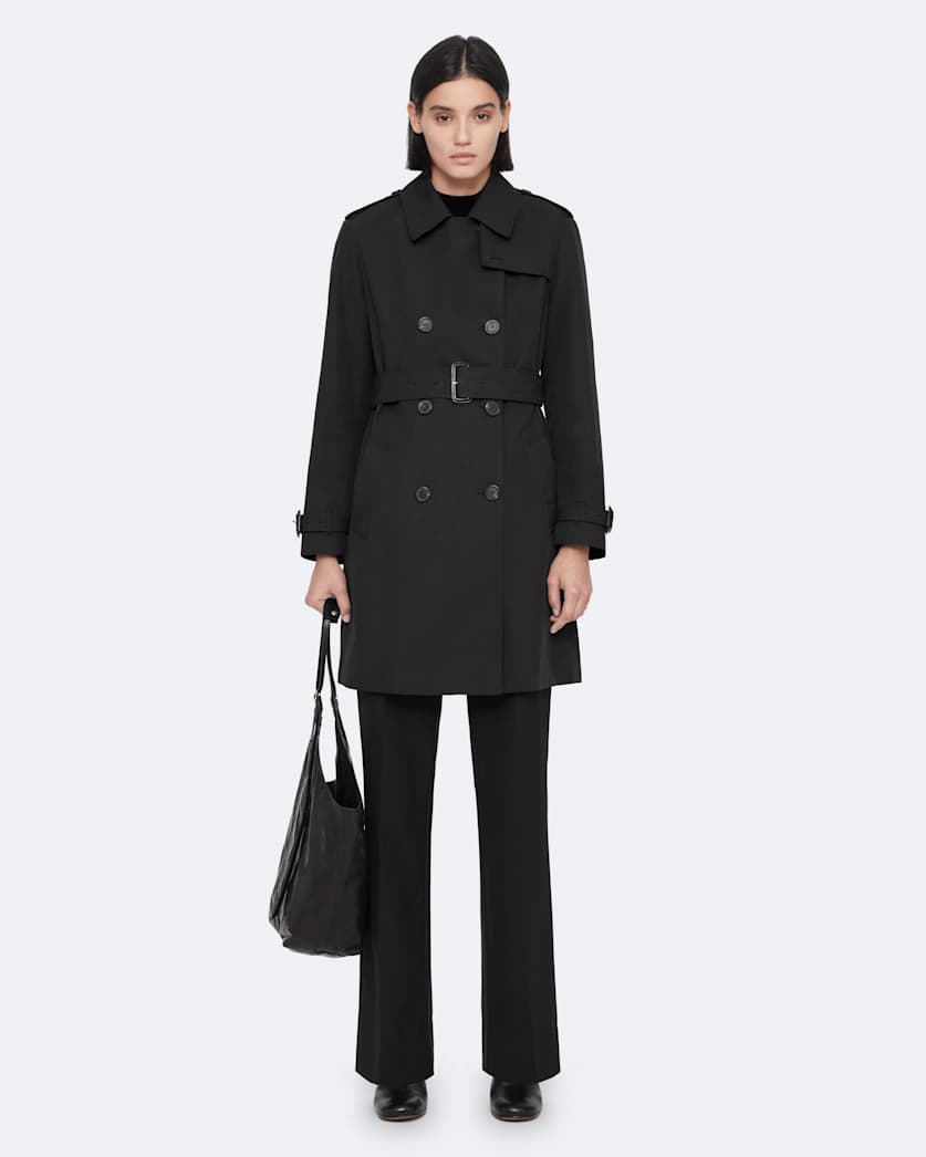 Double-breasted cotton trench coat