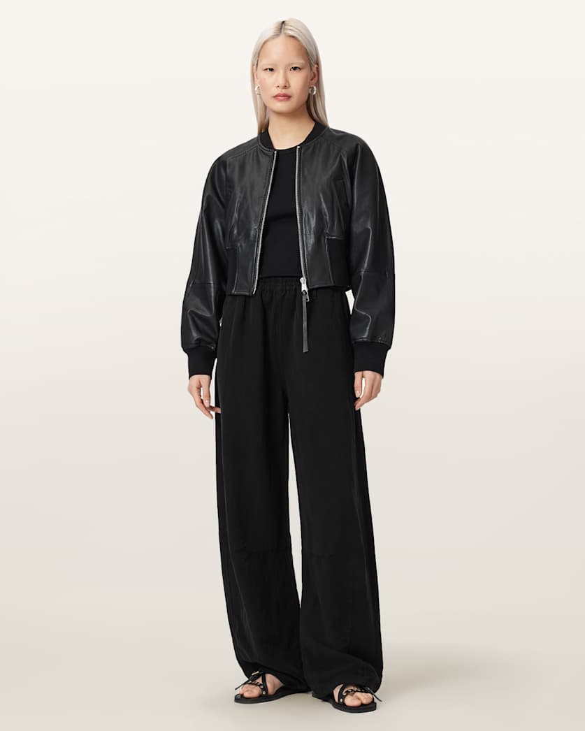 Jett Wide Leg Linen Blend Trousers