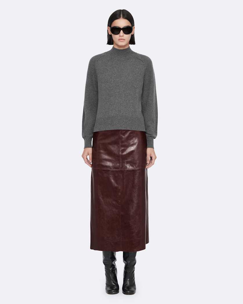 Olivia Leather Midi Skirt