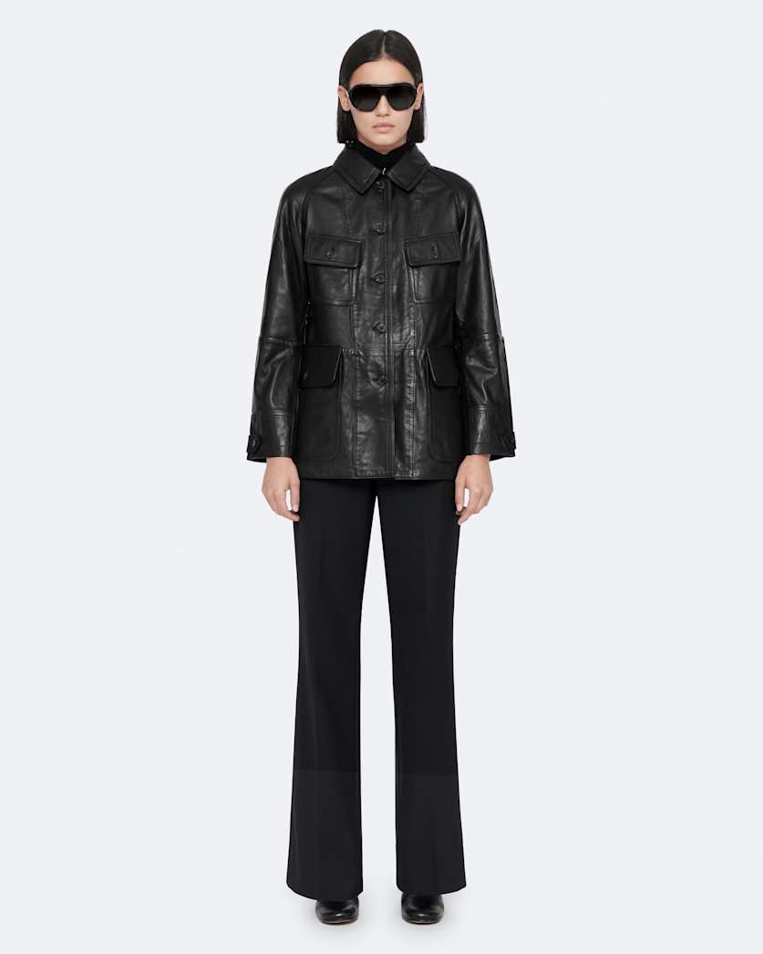 Leather hunting jacket