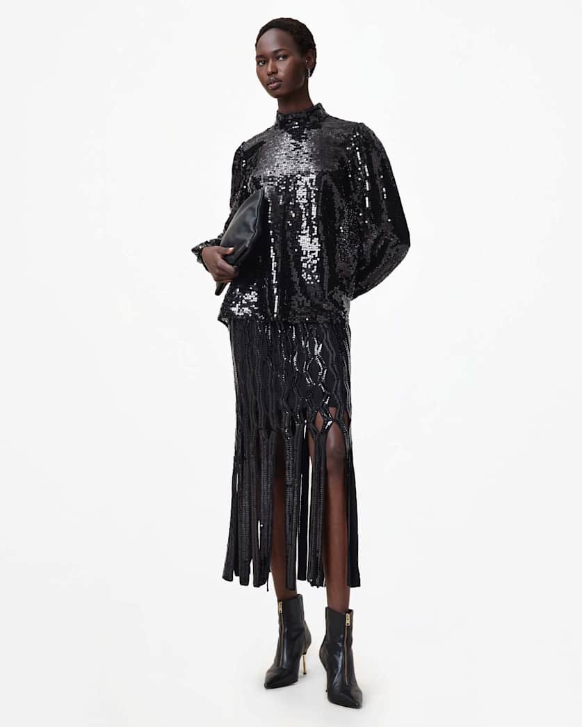 Francesca Embellished Fringe Midi Skirt