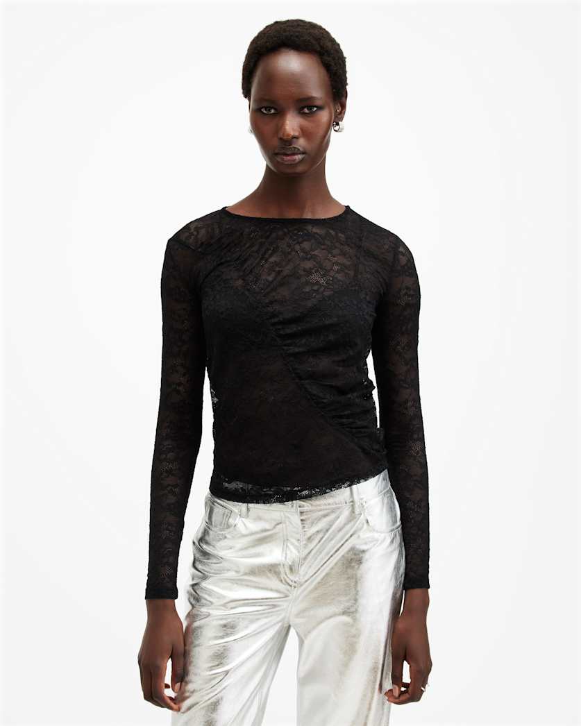 Edana Lace Long Sleeve Slim Fit Top