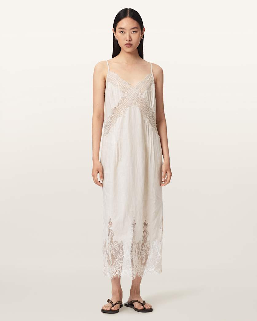 Samia Linen Lace Midi Dress