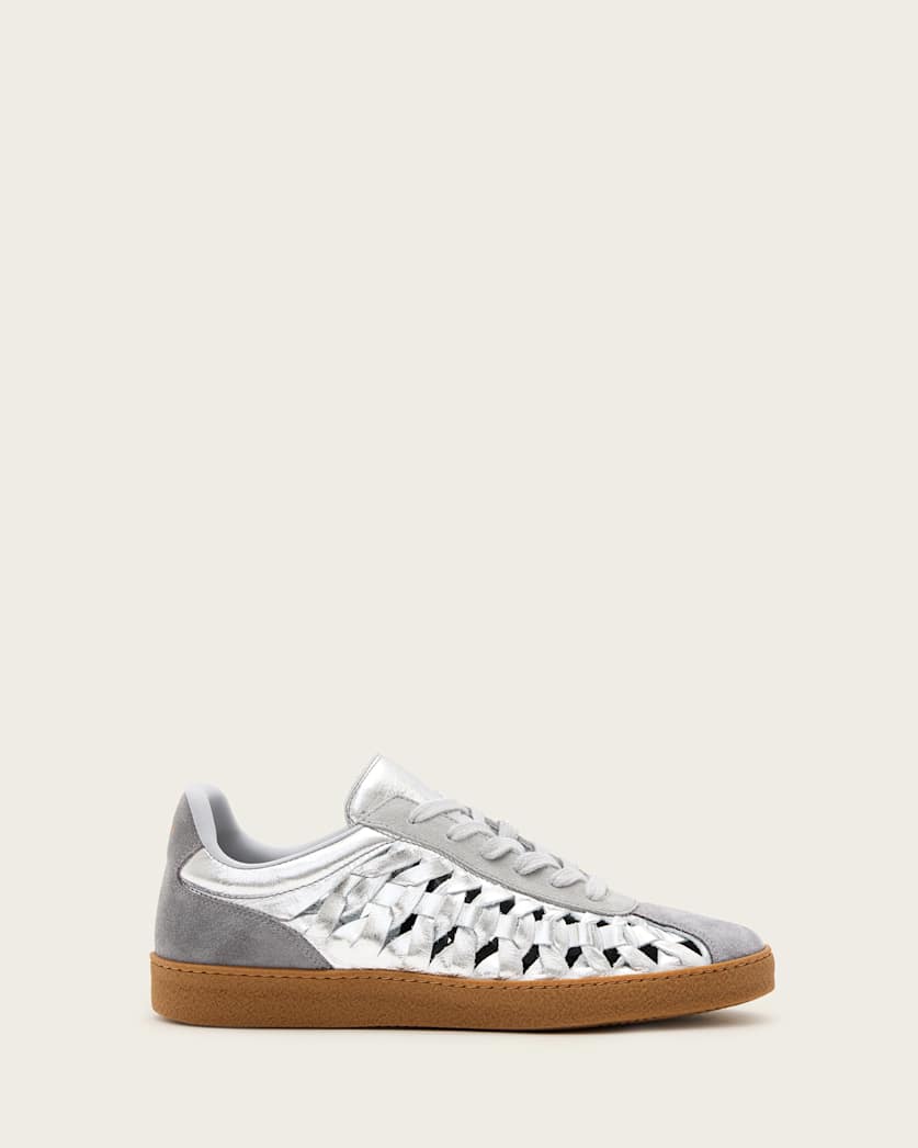 Velma Low Top Round Toe Woven Leather Trainers