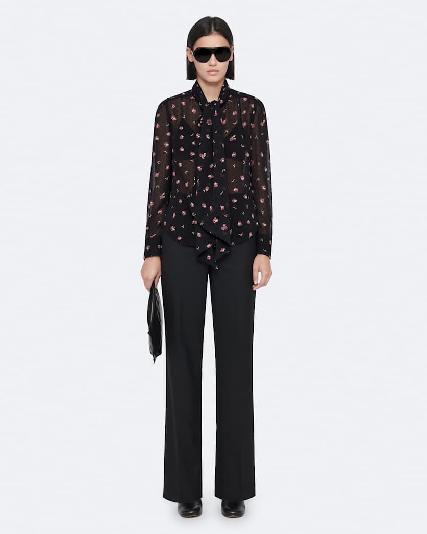 Bow-detail jacquard shirt