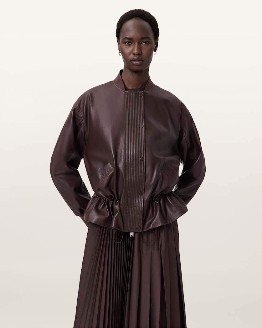 Sofi Drawstring Leather Bomber Jacket