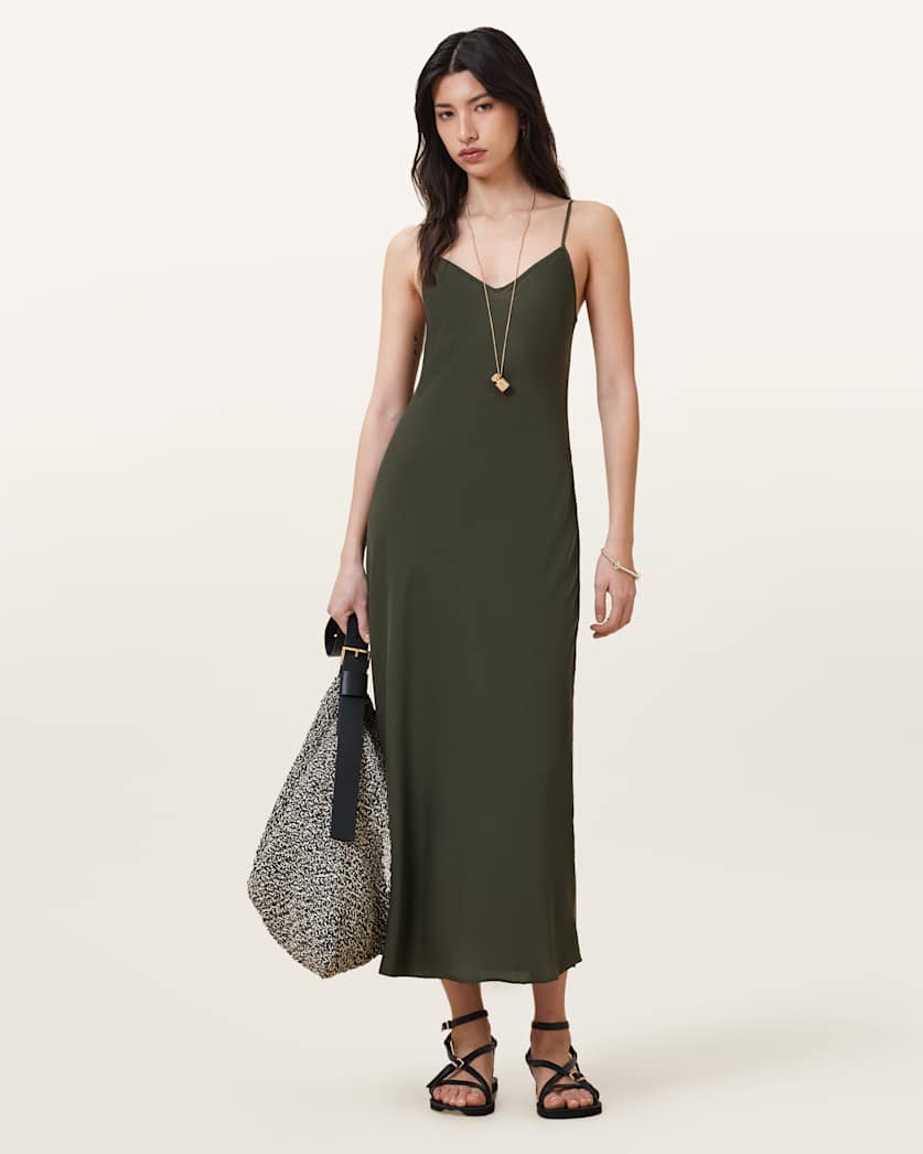 Bryony V-Neck Midi Slip Dress