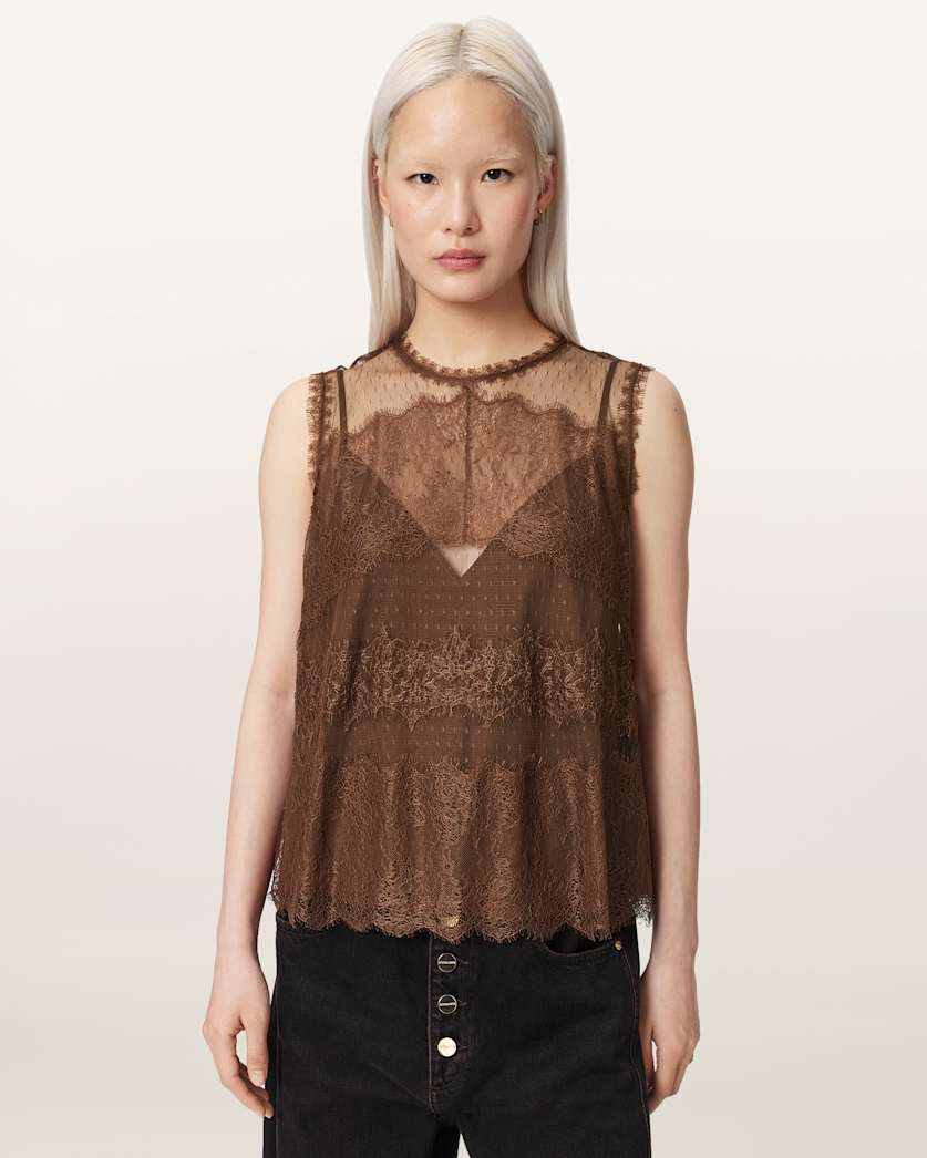 Clara Lace Trim Sleeveless Top