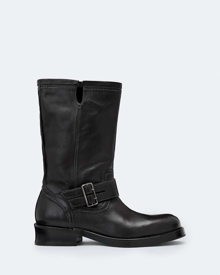 Leather engineer boots
