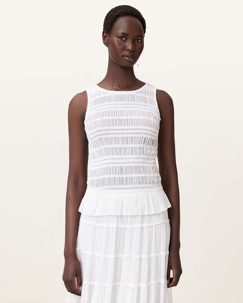 Marion Shirred Sleeveless Top