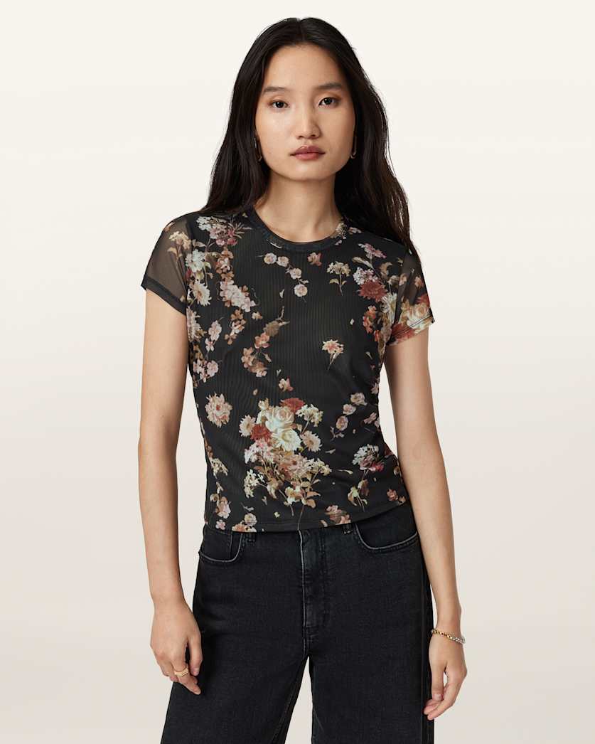 Ellie Mesh Floral Print T-Shirt