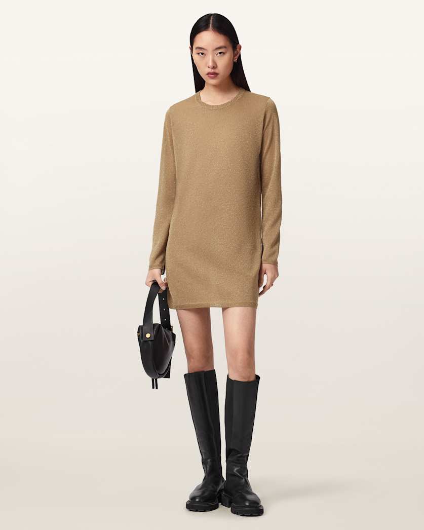 slim fit dress slacks MOONLIT JERSEY LONG SLEEVE MINI DRESS – PatBO main image 1