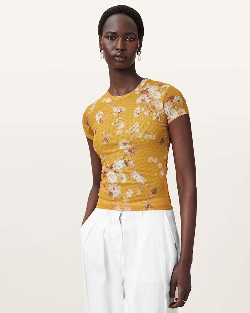 Ellie Floral Print Mesh T-Shirt