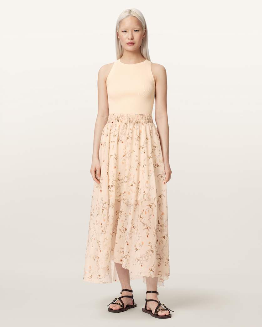 Zenia Sleeveless Knit Woven Midi Dress