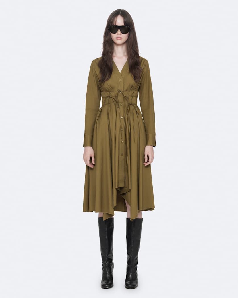 Marley asymmetric cotton poplin shirt dress