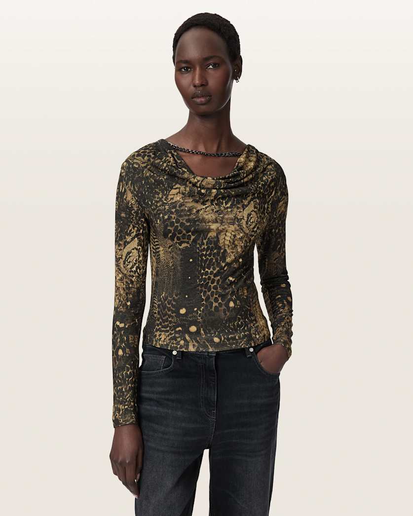 Hallie Cowl Neck Slim Fit Top
