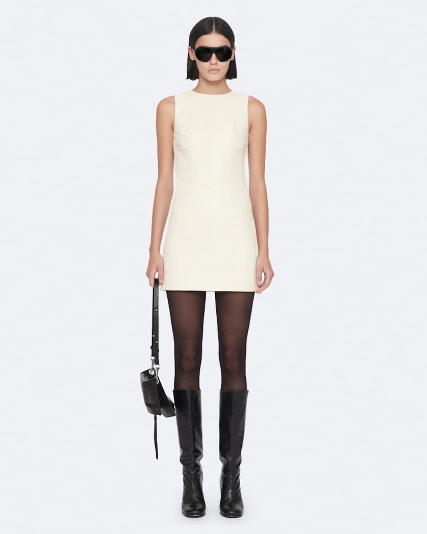 Vee Perforated Leather Dress