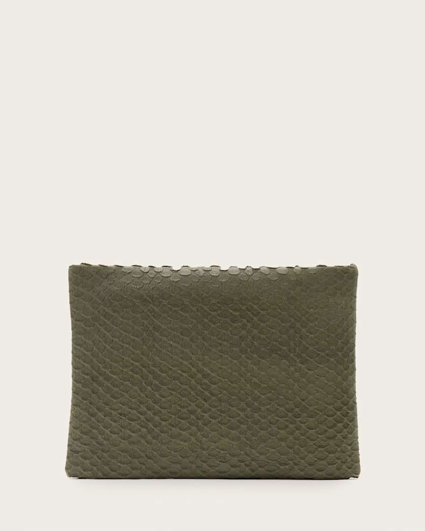 Bettina Snake-Effect Leather Clutch