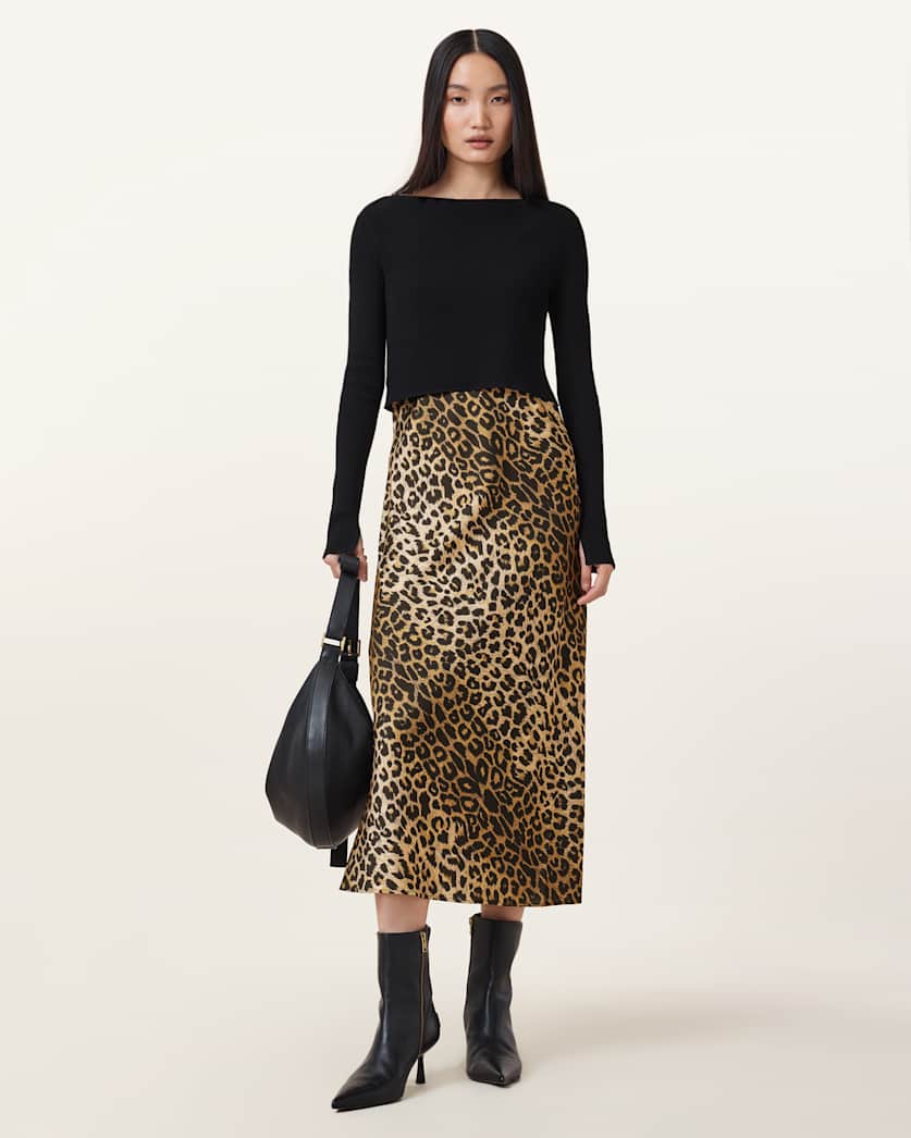 Hera Leopard Print 2-In-1 Midi Dress