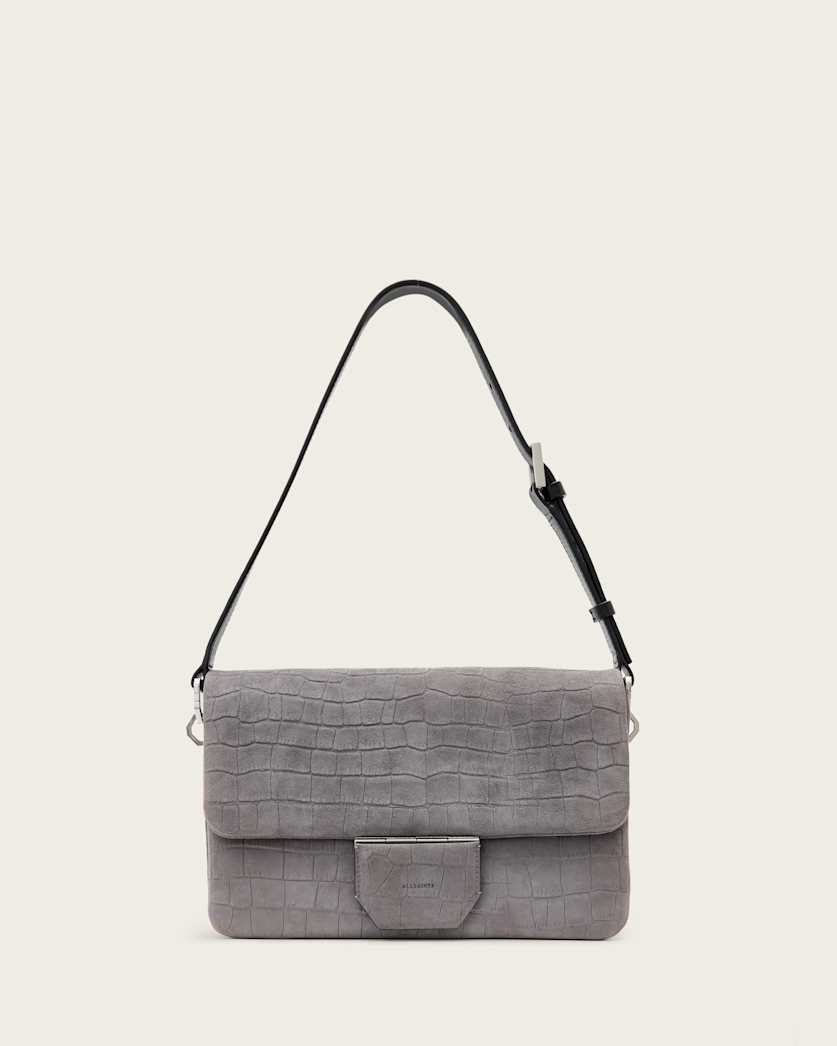 Ondine Croc-Effect Nubuck Shoulder Bag