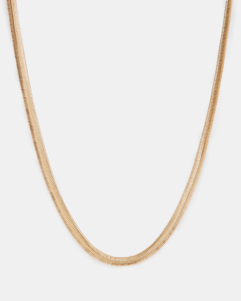 Flat Gold Tone Snake Chain Necklace