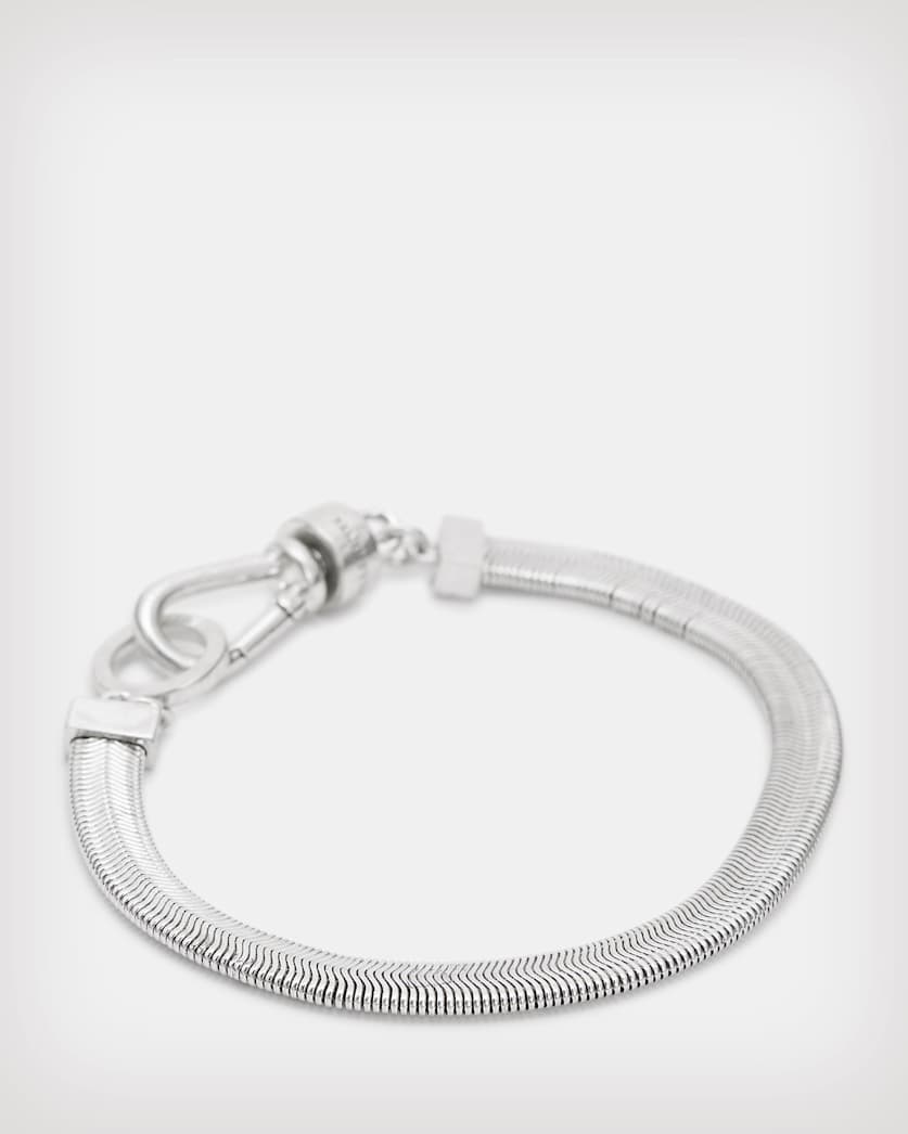 Flat Silver Tone Snake Chain Bracelet