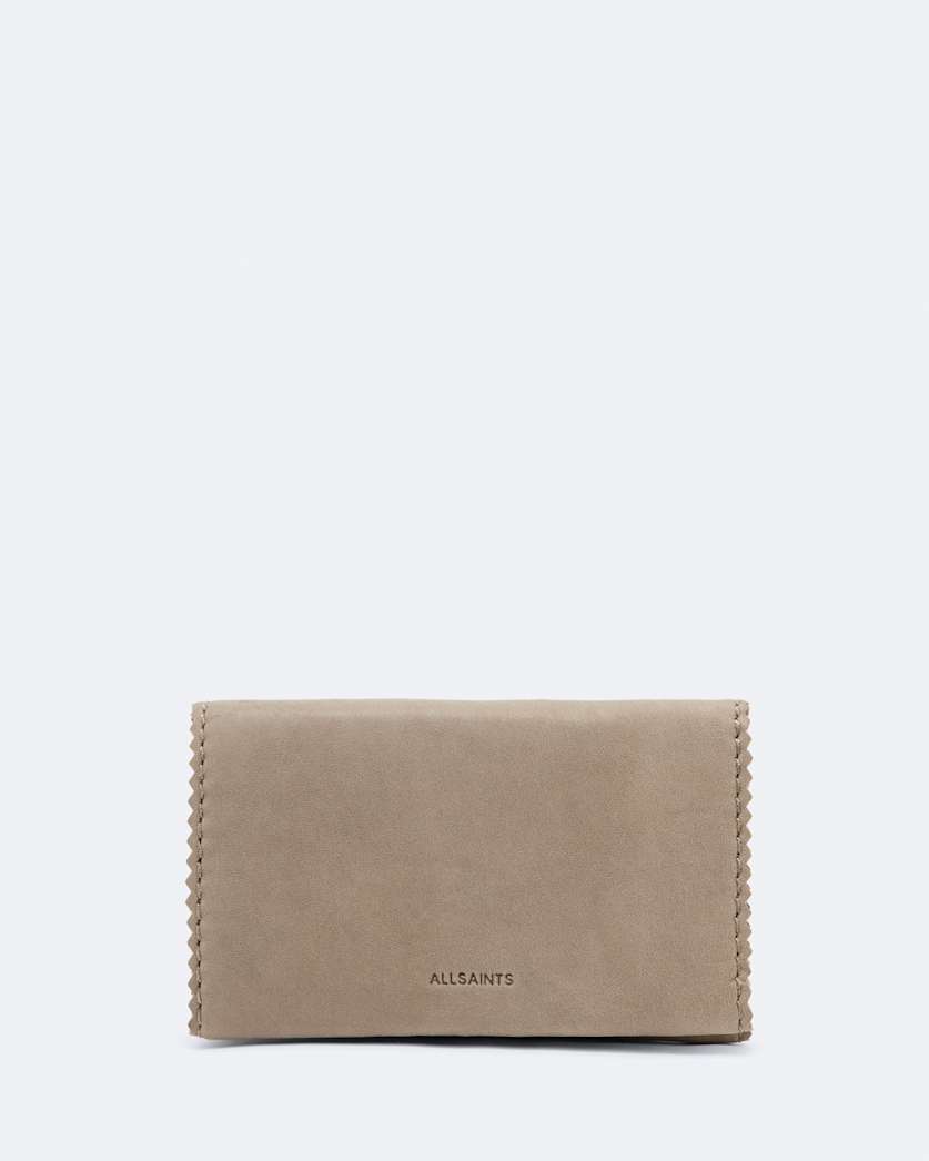 Pinked edge leather bi fold wallet