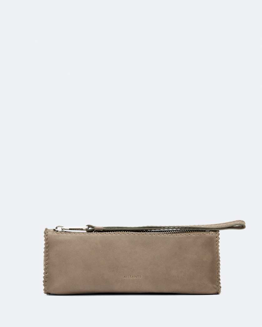Pinked edge leather pencil case