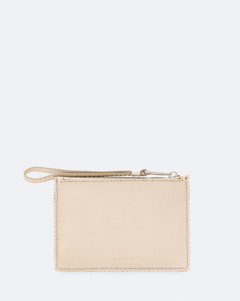 Pinked edge small leather pouch