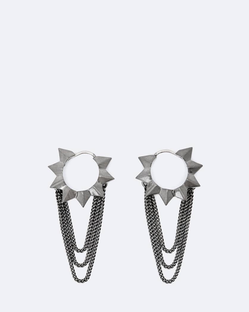 Spike Chain-Embellished Huggie Earrings