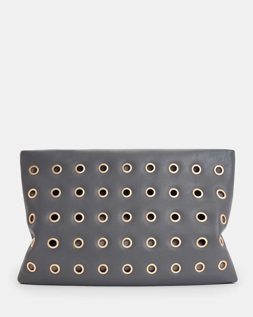 Bettina Eyelet Leather Clutch Bag