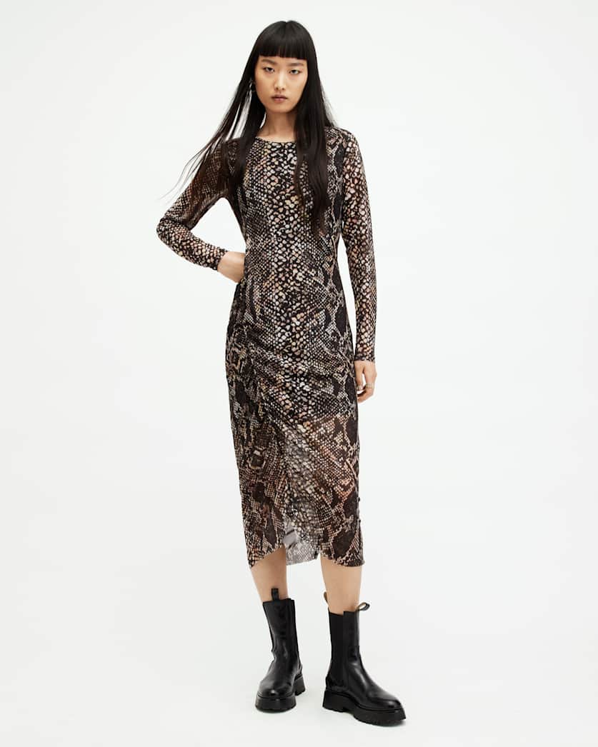 Nora Waima Slim Fit Ruched Midi Dress